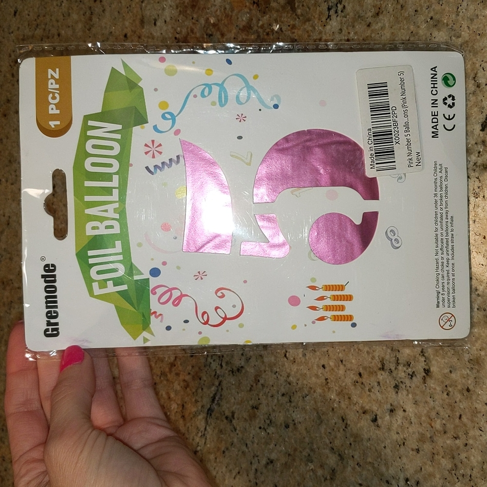 NEW 5 FOIL Birthday Balloon